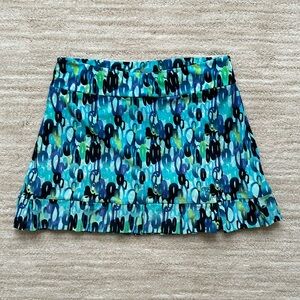 Tzu Tzu Skort | Skirt SAMBA Blue Green Pattern Pleated Hem Size Small